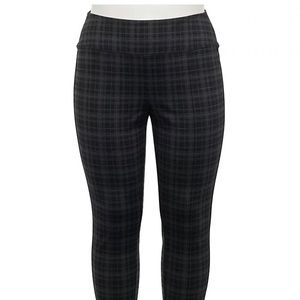 Nine West Tummy Control Plaid Leggings, Small